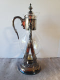 Silverplate and Glass Tilting Warming Coffee Carafe