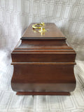 Virginia Metalcrafters Colonial Williamsburg Restoration Mahogany Wood Tea Box MISSING KEY