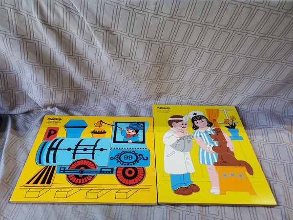 (D) Pair of Vintage Playskool Wood Puzzles