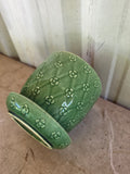 Vintage Shawnee Pottere Green Daisy Planter w/Fixed Saucer