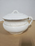 Vintage Gold and White Ceramic Chamber Pot