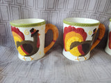 Set of 4 Pier 1 "Turkey" Coffee Mugs