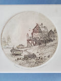 Signed Dockside Boating Scene Print