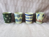 Set of 4 Asian Inspired Ceramic Tea Mugs
