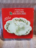 Porcelain Ware 3 Section Holly Yuletide Bon Bon Dish