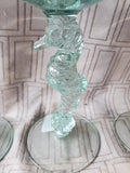 Set of 4 Made in Spain Green Glass Seahorse Goblets