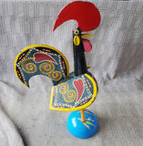 Rustic Portuguese Folk Art Wooden Rooster