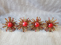 Set of 4 Red Beaded Napkin Rings