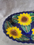 Mexican Pottery Sunflower Oblong Serving Bowl