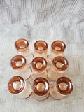 Lot of 9 Pink Shot Glasses