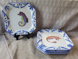 Set of 4 Vietri Sea Life Octagonal Salad Plates