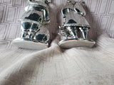 Pair of Silver Toned Resin Santa Figurines