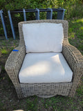Ebel Hand Woven HDPE Wicker 3-Piece Swivel Lounge Chair/Ottoman Set w/Cushions