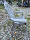 Grey Plastic Heavyweight Outdoor Chair with Folding Cup/Phone Holder