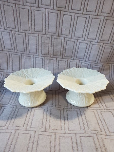 Pair of Lenox Embossed Candlestick Holder