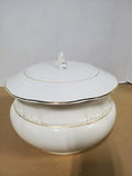 Vintage Gold and White Ceramic Chamber Pot