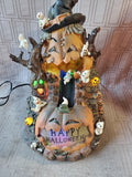 LED Village "Pumpkin Slide" Lighted Figurine WORKS (A)