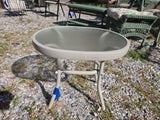 Outdoor Side Table, Cream Tone Aluminum w/Glass Top