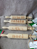 Assorted Lot of Miniature Christmas Wooden Rolling Pins and Cheese Boards