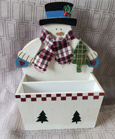 Vintage Wooden Snowman Mail Holder