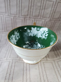 Aynsley Fine Bone China Dark Green and White Rose Teacup and Saucer Set