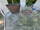 Three Piece Lot of Metal/Wire Planters