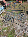 Vintage Wrought Iron Curved Bench