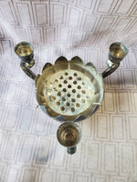 Vintage Silverplate Lotus Flower Candlestick Holder and Vase