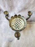 Vintage Silverplate Lotus Flower Candlestick Holder and Vase