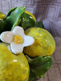 Lemon and White Flower Ceramic Candle Holder
