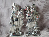 Pair of Silver Toned Resin Santa Figurines