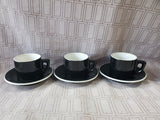 8 Piece Black and White Ceramic Coffee Mug and Saucer Set