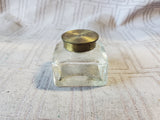 Vintage Clear Glass and Brass Inkwell