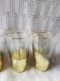 Set of 4 Clear Glass and Gold Toned Highball Glasses