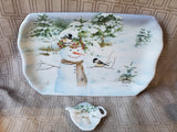 Melamine Snowman Serving Tray with Tea Bag Holder