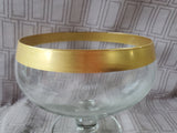 Gold Toned Rim Glass Compote Dish