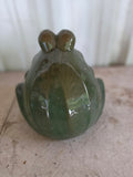 Vintage Green Glazed Terracotta Frog Yard Ornament or Toad House
