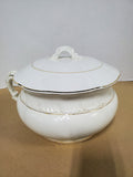 Vintage Gold and White Ceramic Chamber Pot