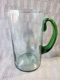 Hand Blown Clear and Green Glass Pitcher