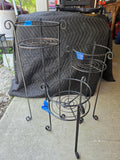 Trio of Black Wrought Iron Plant Stands