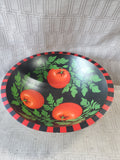 Sherwood Forest Design Hand Painted Wooden Tomato Salad Bowl with Serving Utensil Set