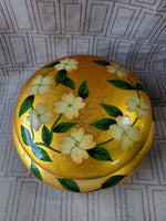 Andrea by Sadek Floral Gold Toned Dresser Jar