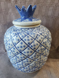 Blue and White Ceramic Pineapple Ginger Jar