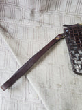 Dooney & Bourke Brown Leather Basket Weave Tote with Matching Wristlet