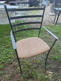 5-Piece Grey Metal Outdoor Dining Set, Glass to Table and All-Weather Wicker Chair Seats