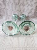 Pair of Green Glass Candlesticks