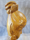 Asian Inspired Hand Carved Wood Woman Bust