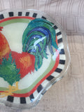 Rooster Art Glass Plate