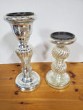 Pair of Pottery Barn Mercury Glass Pillar Candle Holders