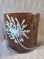 Brown and Blue Floral Glass Vase